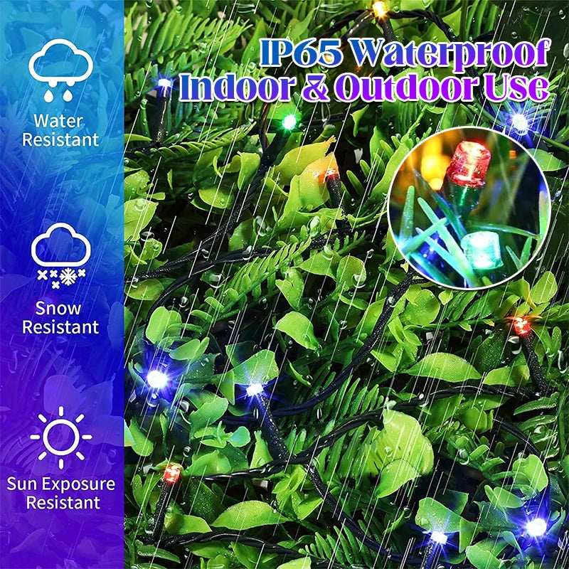 NEW Arrivals SOLAR 12M/22M/32M  LED Outdoor Christmas Light Solar Lamp Garden Christmas Light Xmas Tree Decoration IP65 Fairy String Light Lamp Garland Home Outdoor Garden Courtyard Balcony Decoration Supplies