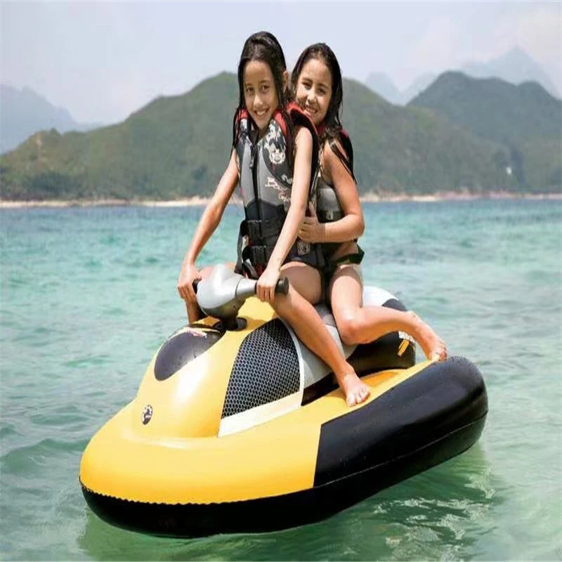 Swimming Pool Inflatable Boat 4.3Km/h Jetski Electric Motorboat, Adults Kids Water Toys Wakeboard Inflatables for Pool