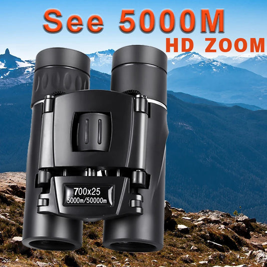 700x25 HD Zoom Portable Powerful Binoculars Long Range Telescope Jumelles Folding Low Light Night Vision Binoculars for Hunting