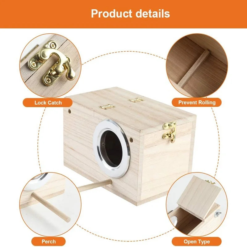 Wood Bird House Nest Birds Breeding Box Bird Parrot Breeding Decorative Cages Pet Accessories Home Balcony Decoration Mating Box