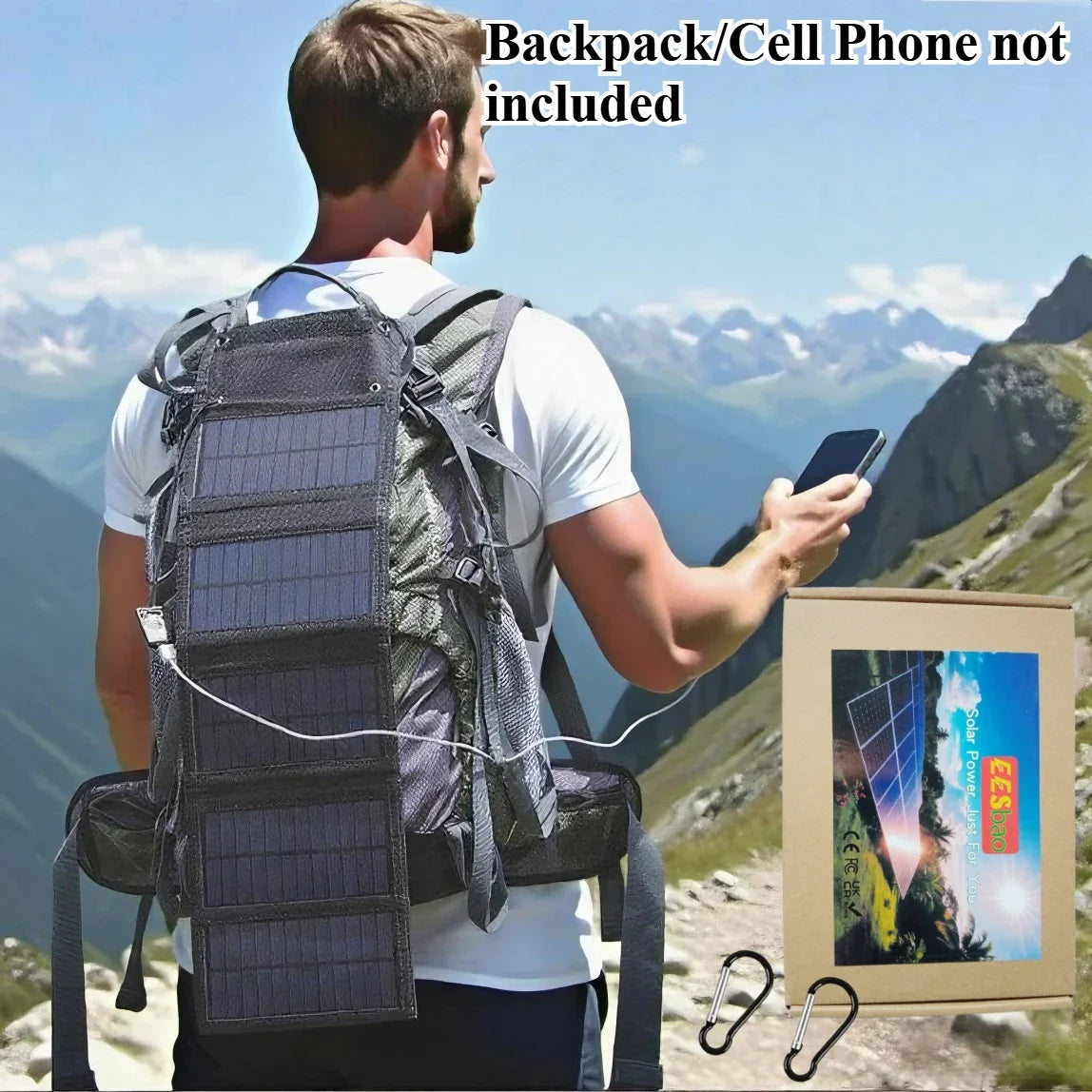 Outdoor Travel Camping 25W-100W Foldable 5V Rainproof USB Solar Charger for Smartphone Power Bank Portable Outdoor Mountains Hiking Emergency Survival Power Supply