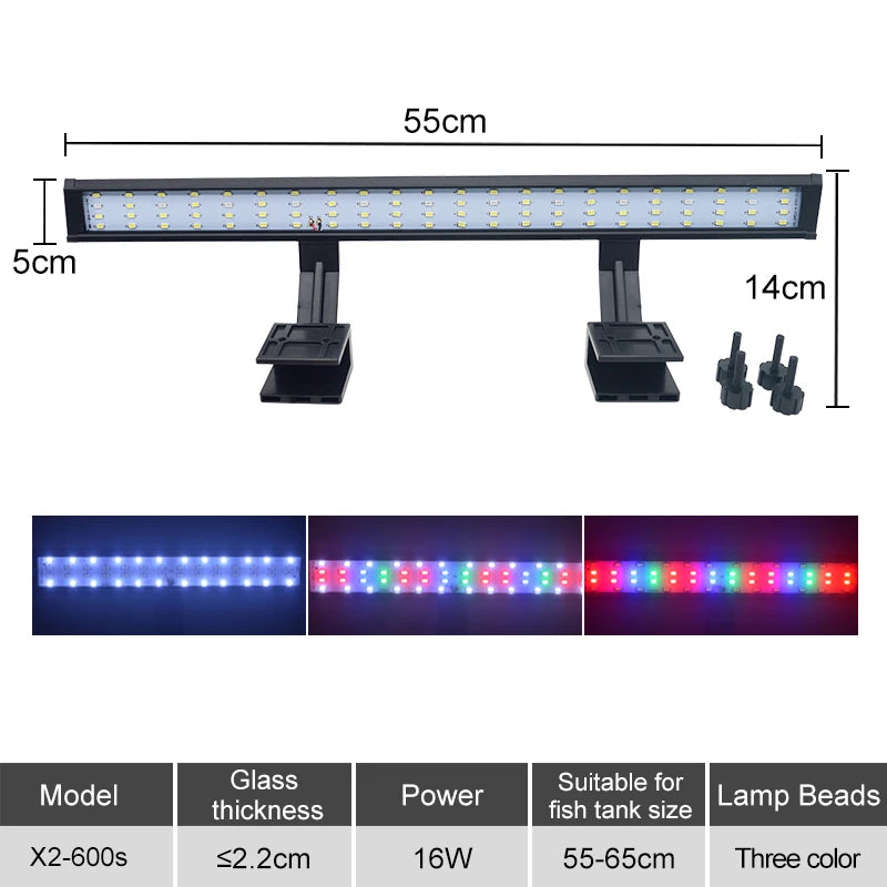 Aquarium LED Fish Tank Light Super Slim Plants Grow Clip Lights Lamp Aquatic Aquarium Lamps Lighting 220V 5W/7W/9W/12W/16W Home Office Hotels Restaurants Decoration Supplies