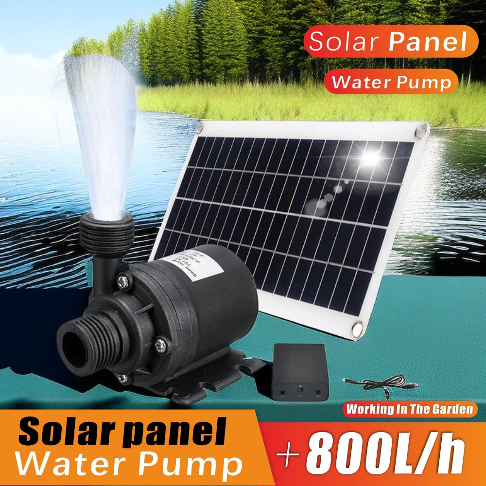 NEW Arrivals Full Set 800L/H Water Pump 12V Solar Panel Power Bank  Set Ultra-quiet Submersible Water Pump Motor Camping Fish Pond Garden Fountain Tools Home Outdoor Supplies