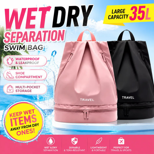 35L Large Capacity Swimming Bag, Waterproof Outdoor Travel Gym Fitness Backpack, Sports Equipment Storage Bag, Women's Dry Wet Separation Yoga Bags