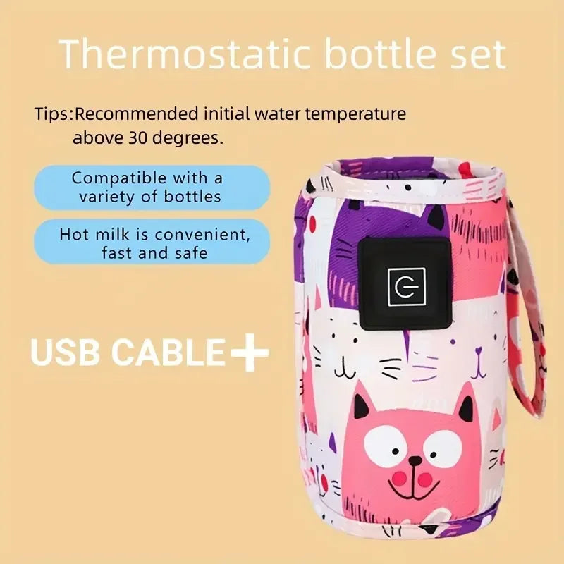 Travel Stroller Insulated Bag, Electric USB Milk Water Warmer, Nursing Bottle Heater, Portable Bottle Feeding Warmer ,Bottle Cover Baby Care Supplies