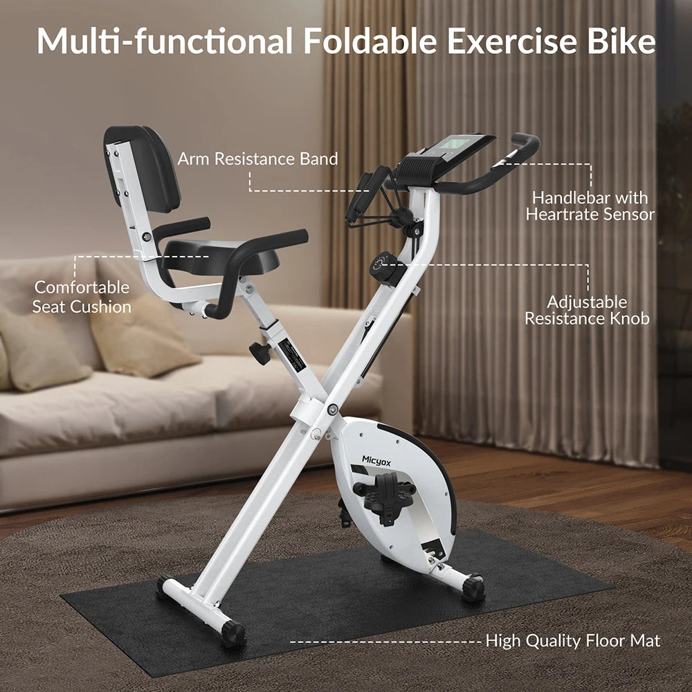 Indoor Bike Heart Rate Detection Digital Display 16-speed Power Adjustable 3 in 1 Fitness Exercise Bikes