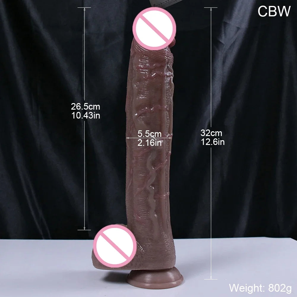 32cm New Super Long Realistic Dildo Soft Big Huge Penis Clear Texture Adults Strap On Sex Machine Anal Sex Toys Sex Shop For Woman