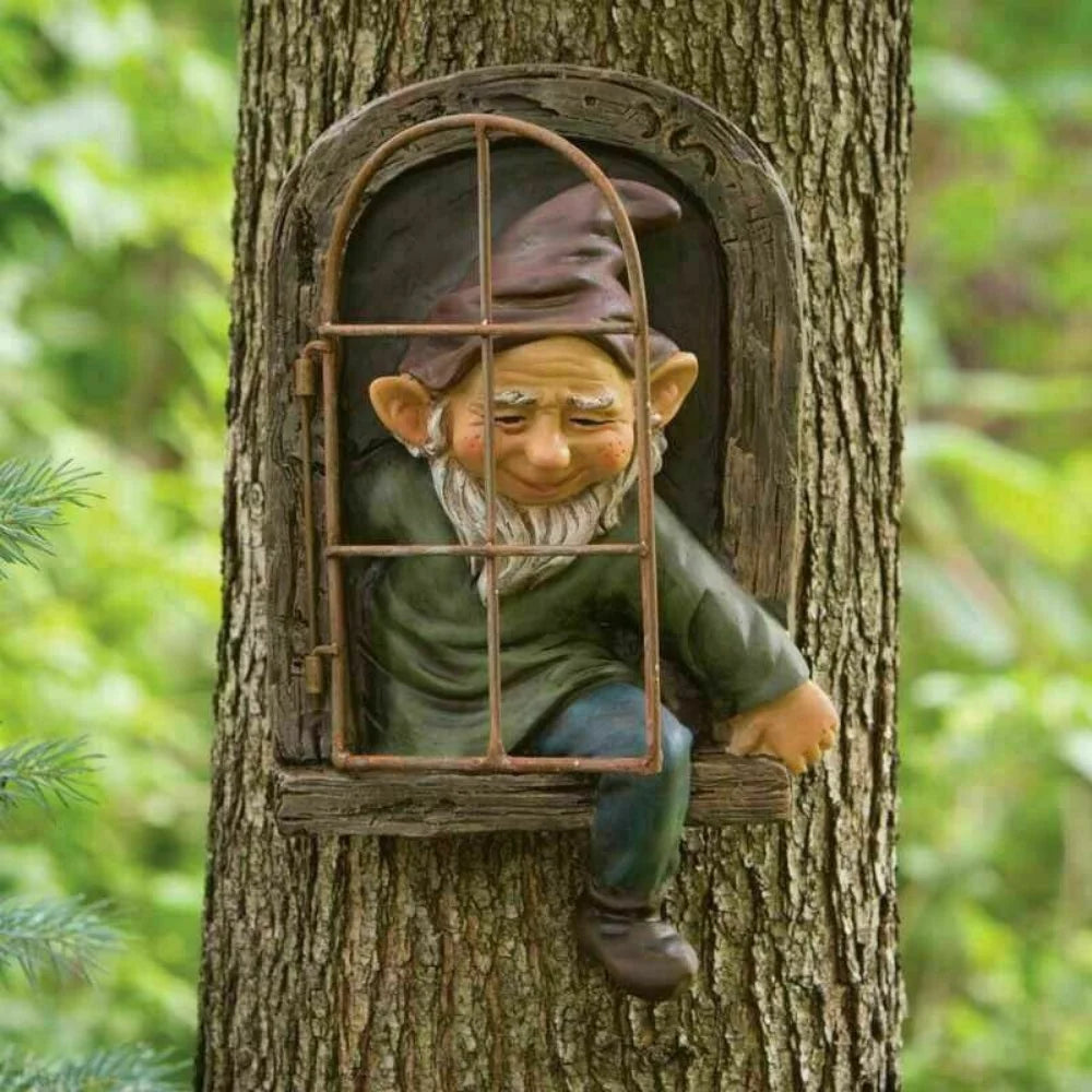 Creative Garden Statue Elf Go Out Tree Hug Suitable for Home Courtyard Porch Decoration Garden Decoration Outdoor Decor