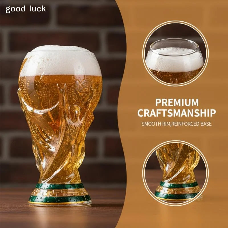 Football Lovers 2026 World Cup 600ml Beer Crystal Glass Coffee Mugs Trophy Shape Comfort With Distinctive Texture Beer Mug Suitable For Family Home Bar Glassware Pubs Barware Accessories