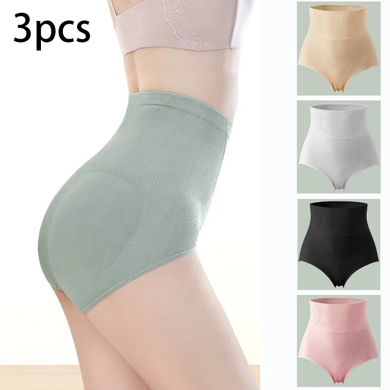 NEW Arrivals 3 PCS Set M-3XL Plus Size Women No Trace High Waist Shaping Panties Breathable Body Shaper Slimming Underwear Butt Lifter Tummy Control Panties Shapewear