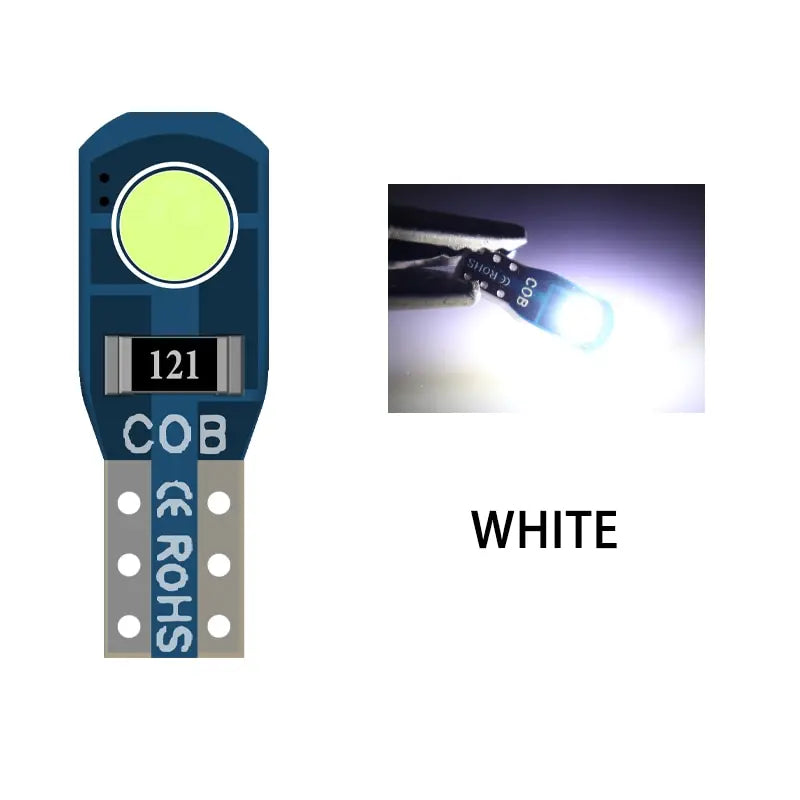 10PCS T5 W3W Bulb COB 2SMD Car Interior Lights Super Bright Dashboard Warning Indicator 12V Wedge Auto Instrument Lamp