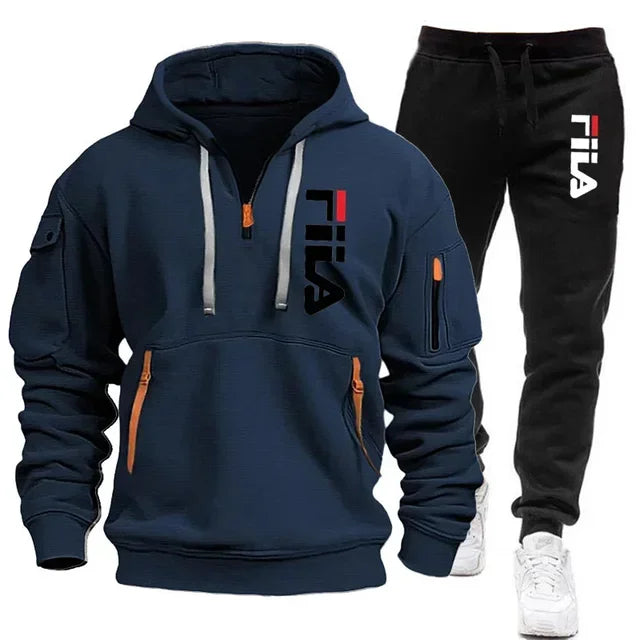 NEW Arrivals 2PCS Set S-3XL 4 Colors Spring and Autumn Street Men's Zipper Hoodie + Pants Outdoor Running Hiking Gym  Multi-Pocket Men's Casual Pullover Suit Sports Apparel Products