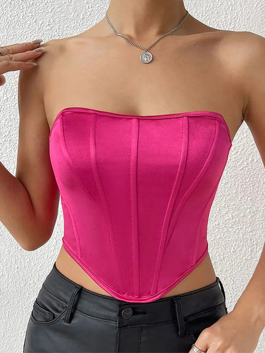 NEW Arrivals 4 Colors Fishbone Design Slim Fit Corset Top for Women Black Sleeveless Y2K Street Style Inner Tank Top Fashionable Sexy Crop Top