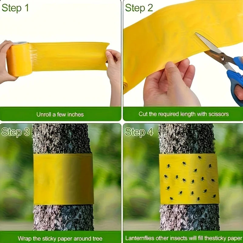 1 Roll 5M of Yellow Double-Sided Insect Proof Tape To Prevent Insects, Ants, and Moths From Climbing. Outdoor Garden Insect Trap Home Gardening Accessories