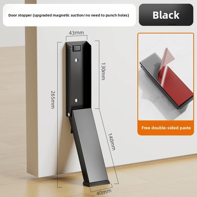 NEW Arrivals Silver/Black Color Heavy Duty Door Jammer Stopper Door Stops Metal Windproof Anti Collision Safety Gate Blocker Sturdy Gaps Protector Home Offices Hotels Security Supplies