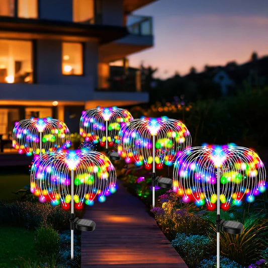 Outdoor 150 LEDS Solar Patio Lights Waterproof Christmas Decor Firework Ground Socket Lights for Yard Garden Pathway Lawn Street