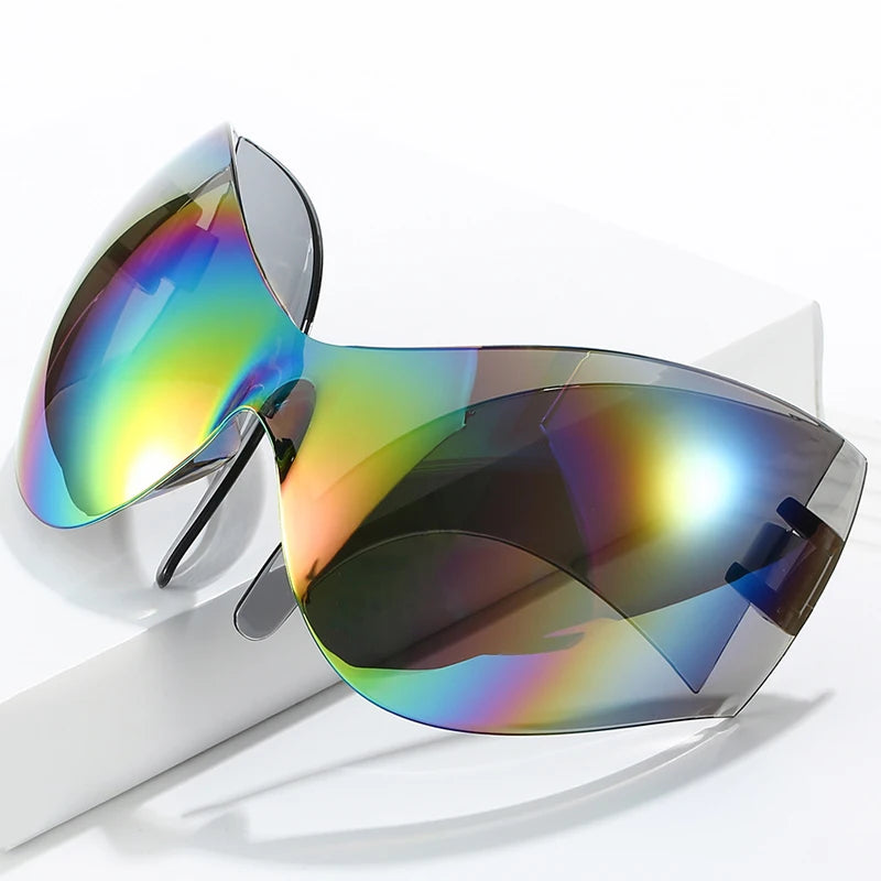 NEW  Personalized Cat Eye Alien Oversized Sports Y2K Sunglasses Women 2000's Retro Wrap Around Shield Goggle Men Brand Sun Glasses Supplies Eyewear Products Accessories