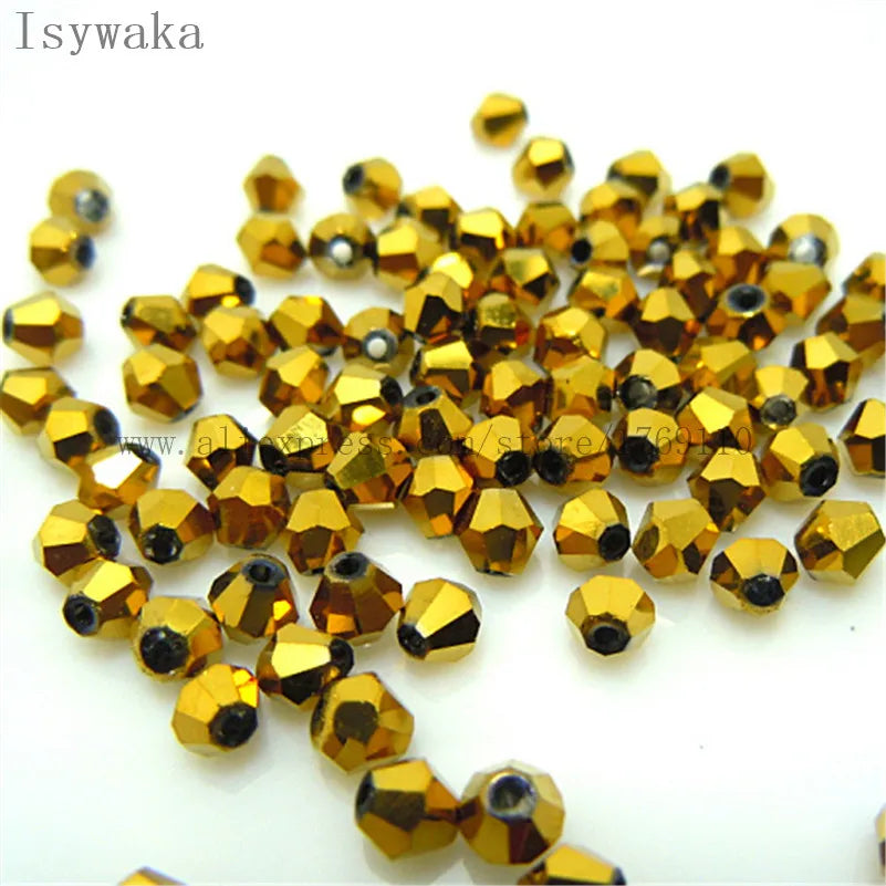 33 Colors 100 PCS Set Blue Multicolor 4mm Bicone Austria Crystal Beads Charm Glass Beads Loose Spacer Bead for DIY Jewelry Making Apparel Accessories Tools Set