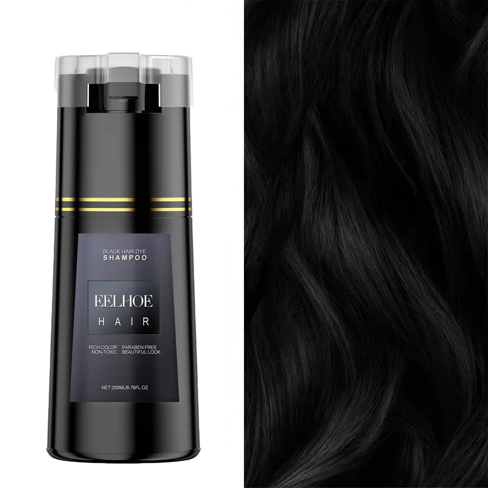 NEW 200ml 5 PCS Set EELHOE Korean Hair Dye Shampoo Nova Hair Instant Dye Shampoo Men Women Quick Easy Safe Hair Color Gray Hair  Coverage Nourish Scalp Women Men Hair Care Supplies