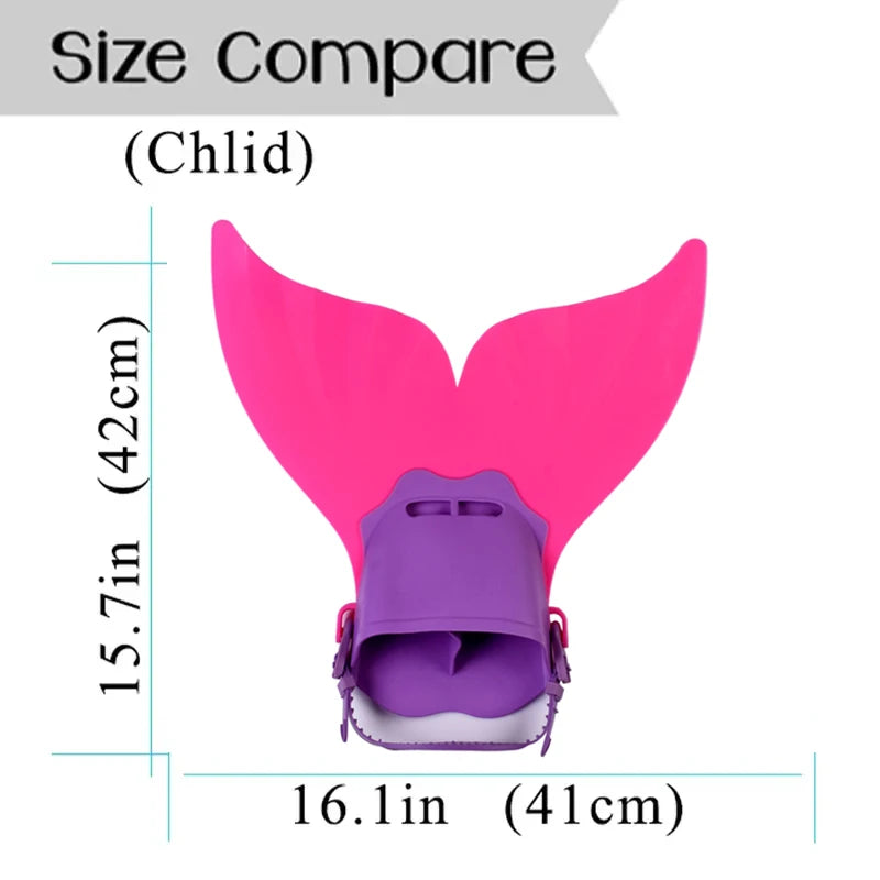 For Children Kids 42 x 41cm Mermaid Flipper Monocle Whale Double Silicone Flipper Children One-Piece Flipper Snorkeling Swimming Training Diving Summer Water Sports Supplies