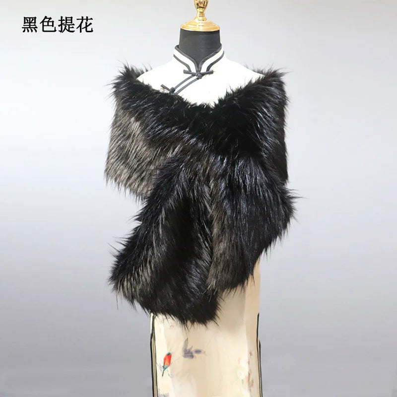 NEW Arrivals 32 Colors 160*22cm Women Luxury Warm Faux Fox Fur Shawl Winter Ladies Plush Scarf Wraps Cloak Coat Wedding Long Cape Scarves Girls Ladies Luxury Fashion Clothing Products