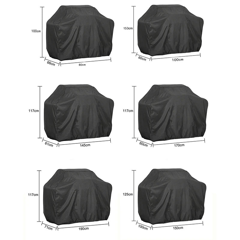 Grill Cover Waterproof BBQ Cover Outdoor BBQ Gas Grill Cover Barbecue Smoker Cover with Adjustable Hem Rope JT65