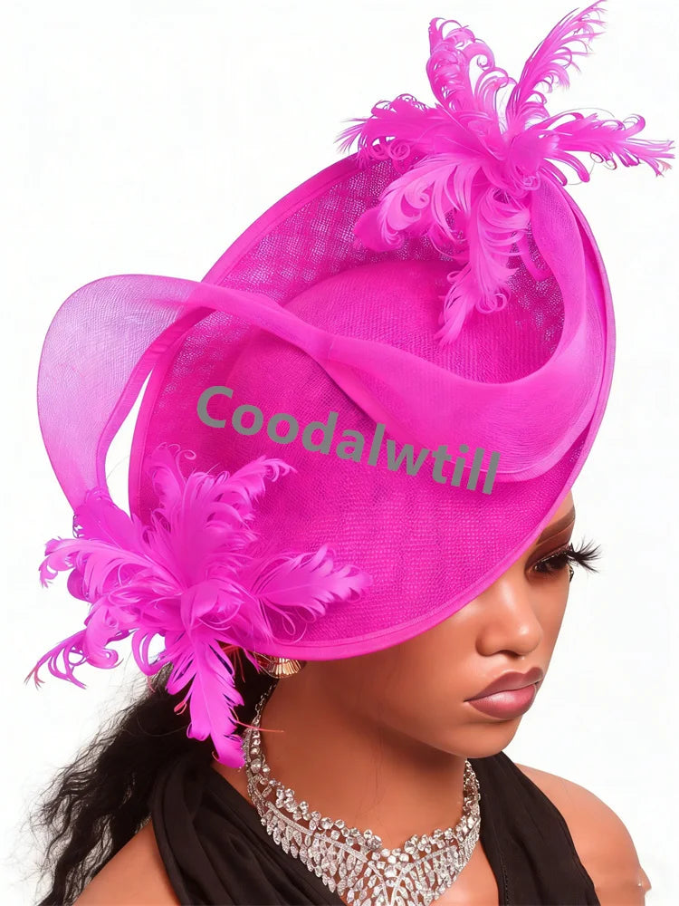 21 Colors Royal Ascot Horse Racing Women Femme Luxury Fascinator Kentucky Ladies Tea Cocktail Derby Headpiece Feather Fancy Opera Concerts Red Carpet Bride Wedding Hats Apparel Accessories
