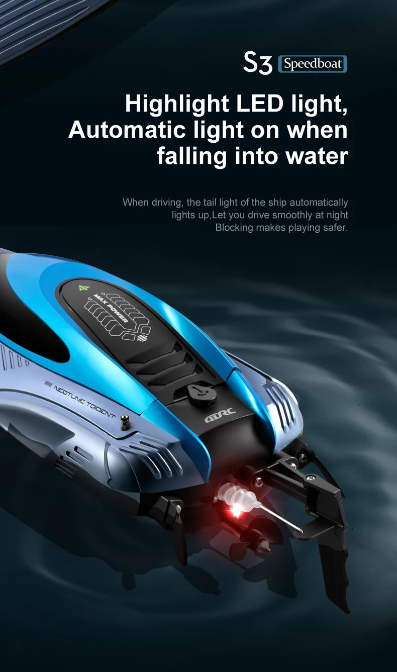 S3 Remote Control Boat High-Horsepower Water Large High-Speed Speedboat Charging Motor Adults Children Ship Model Toy Gifts Water Sport Games