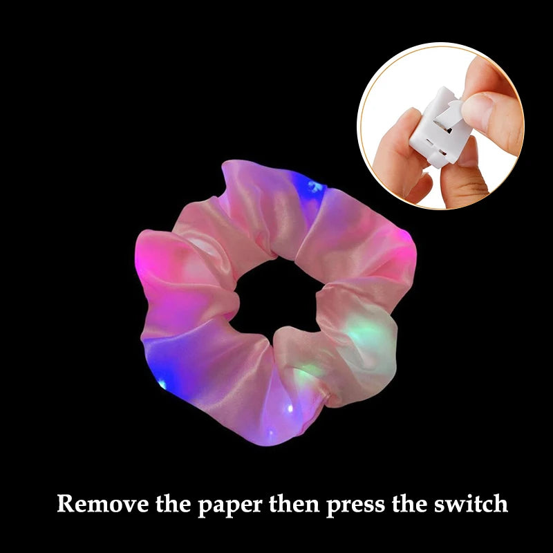 1/10/20 PCS Set LED Luminous Earrings Scrunchies Glowing Hairband Girl Light Up Hair Scrunchy Rave Festival Party Night Clubwear Headwear Supplies Hair Accessories
