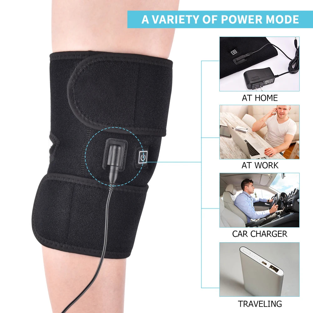 1 Pair Heated Knee Brace Wrap Heating Pad Knee Heating USB Electric Heat Pad 3 Adjustable Leg Warmer Belt for Men Women Arthritis Joint Pain Relief Perfect for Runners Cyclist Sports Injuries