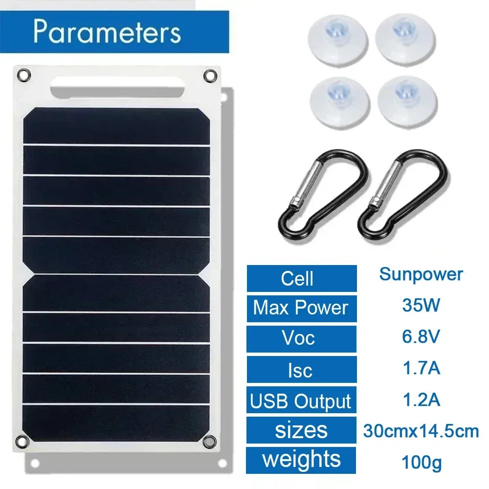 35W Sun Power Portable Solar Panel 5V Solar Plate With USB Safe Stabilize Charger For Power Bank Phone Outdoor Camping Home RV Gift