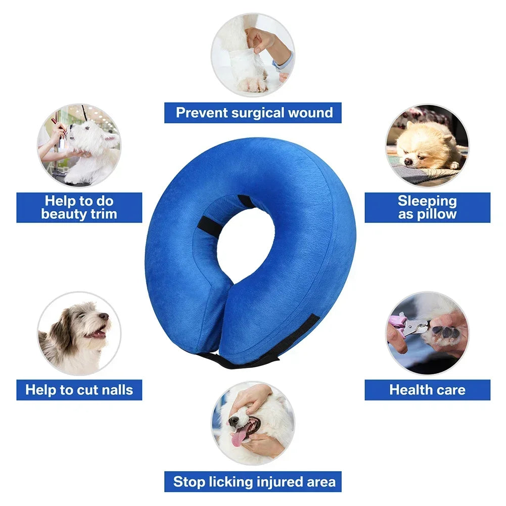 Protective Inflatable Collar for Dogs Cats After Surgery Soft Recovery Collar Not Block Vision Small Medium Large Pet Supplies