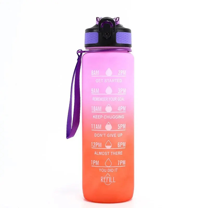 1000ml 32 Oz Leakproof Water Bottles with Times to Drink and Straw Motivational Drinking Sports Water Bottle for Fitnes Gym Outdoor