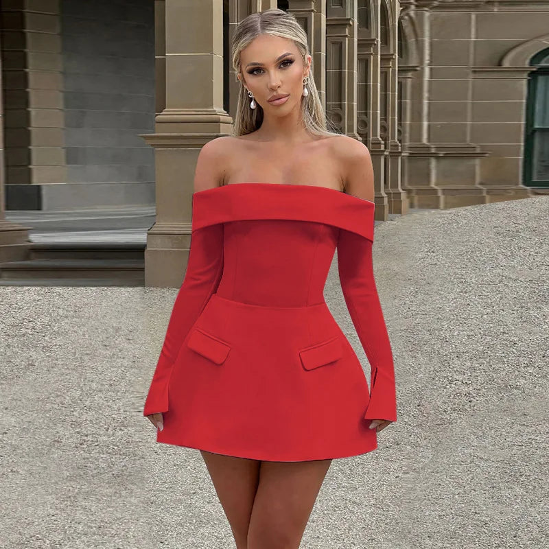 NEW Arrivals 5 Colors 4 Patterns Button Backless Italian Bodycon Short Sexy A-Line Dress Women Evening Nightclub Party Dress Long Sleeve Mini Autumn Spring Dress Girls Ladies Luxury Fashion Clothing Supplies