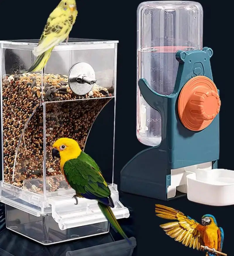 1pc/2pcs Bird Feeder Water Dispenser Automatic Parrot Feeder Cage Clear Parakeet Seed Container Food Feeder Drinker For Cage