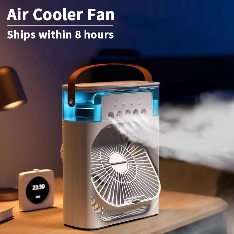 NEW Arrivals 3 In 1 New Fan Air Conditioner Household Small Air Cooler LED Night Light Portable Humidifier Air Adjustment Fan Office Home Fan Supplies