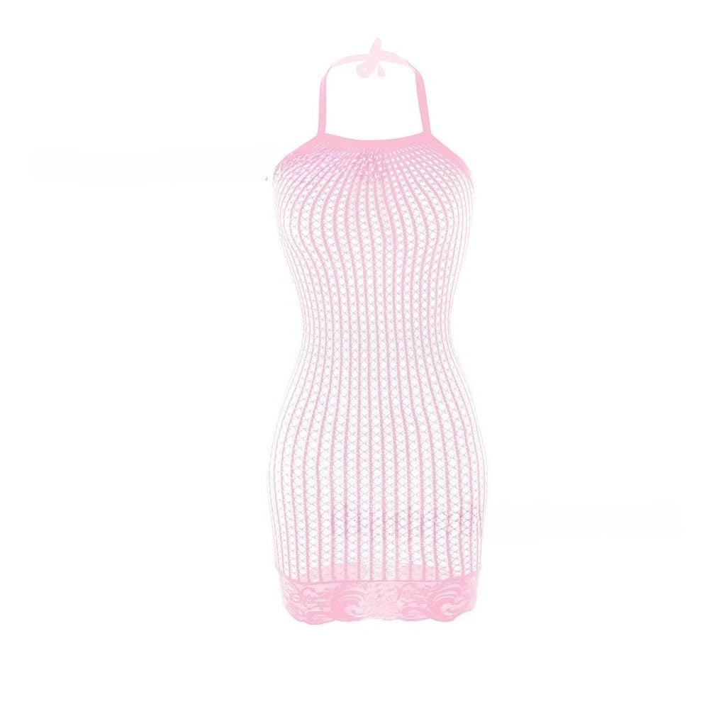 10 Colors Women Sexy Fishnet Swimwear Cover Up Without Bikini Hollow Out See Through Bodycon Dress Beachwear Summer Women's Swimwear Dress
