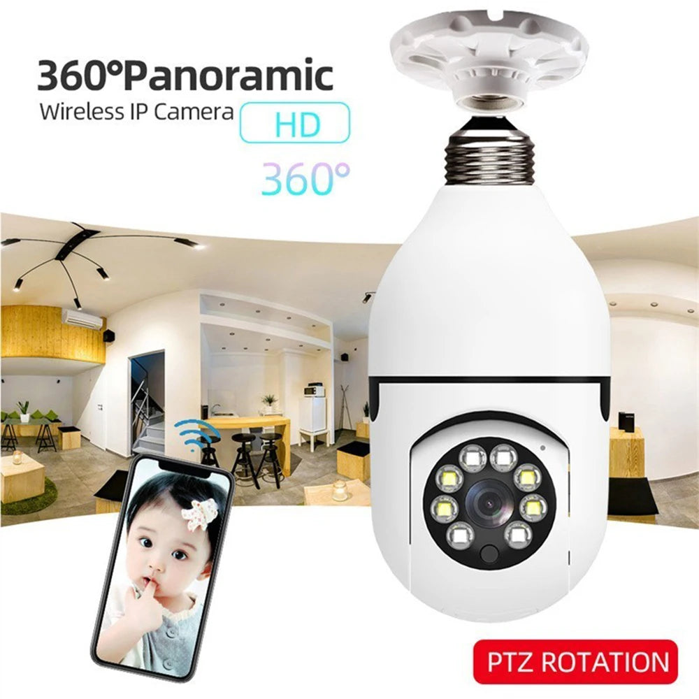 YCC 365 Plus IP Camera Wi fi E27 Security Monitor Night Vision Full Color Auto Rotating Wireless 360 Wi fi Surveillance Bulb Camera
