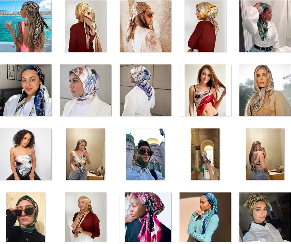 NEW Arrivals Leopard Silk Scarf Women Summer Beach Vacation Foulard Soft Satin Shawl Kerchief Square Scarfs Neck Headscarf 90*90cm Girls Ladies Luxury Fashion Apparel Accessories