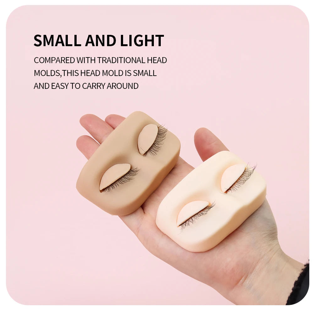 NEW 6 Colors Eyelash Portable Head Make-Up Training Mannequin With Removable Replacement Eyelids Practice Eyelash Mini Flat Model Head Cosmetic Accessories