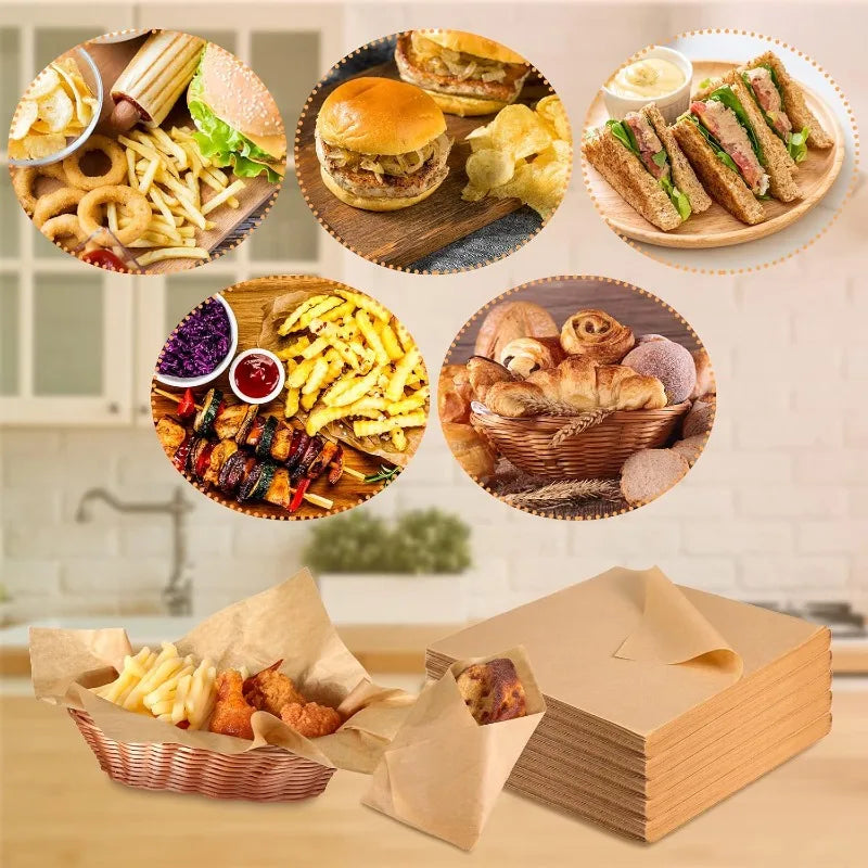 50 PCS Set 30x45cm Baking Paper Sandwich Wrappers Oil-Proof Fried Chicken Cooking Grilling Mat Paper Kitchen Food Wrapping Paper Baking Tools Set
