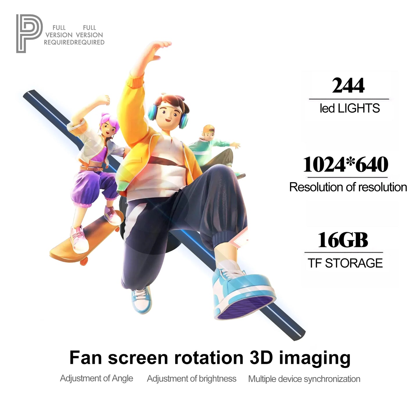 42cm 3D Fan Advertising Projector Wifi Led Sign Holographic Lamp Player Remote Advertise Display Hologram Projector Logo Light