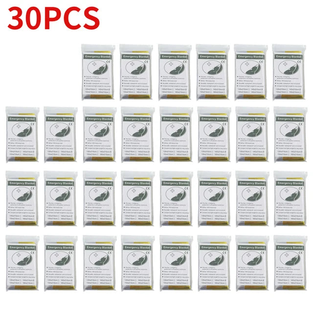 30 PCS Set 130*210cm Outdoor Emergency Gold-Sliver Survival Blanket 5-30pcWaterproof First Aid Rescue Curtain Foil Thermal Military Blanket