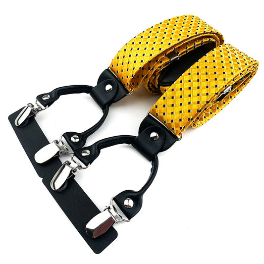 23 Types/Colors Brand Suspender For Men 6 Snap Hooks Y-Back Adjustable Jacquard Floral Check Shirts Paisley Yellow Blue Vintage Retro Pants Shirts Trousers Holder Braces Male Apparel Accessories