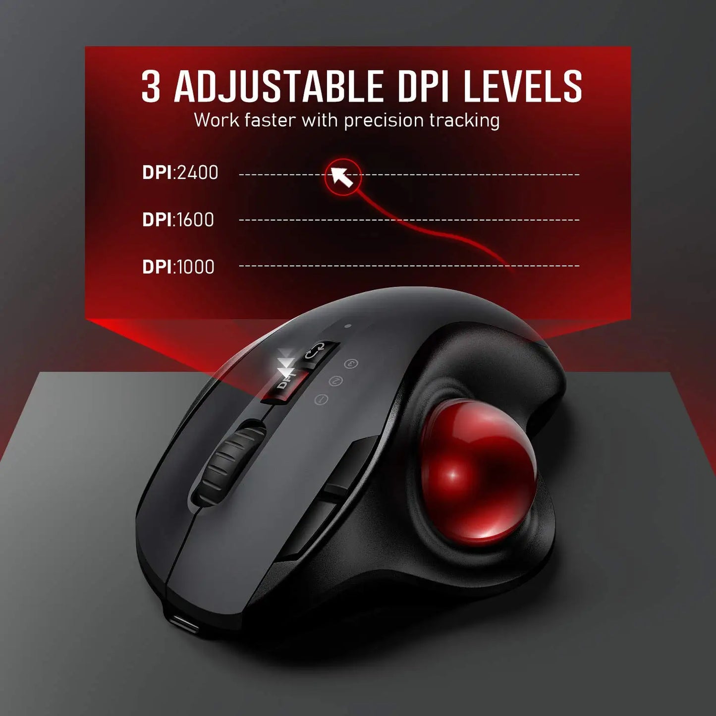 NEW HOT SALE Trackball Wireless Mouse Rechargeable Bluetooth 2.4G USB Gaming Mouse Ergonomic Mice for Computer Android Windows 3 Adjustable DPI PC Video Games Mice Computer Laptops Accessories Devices Supplies Electronics Pro