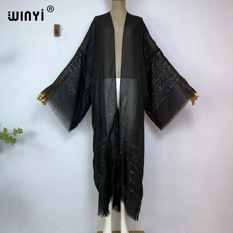 BRAND NEW African Luxury Women 12 Colors/Patterns Bohemian Gold Thread Monochrome Elegant Casual Dress Cardigan Swimwear Swimsuit Cover Ups Sexy Kimono Ladies Summer Maxi Cover-Up Dress