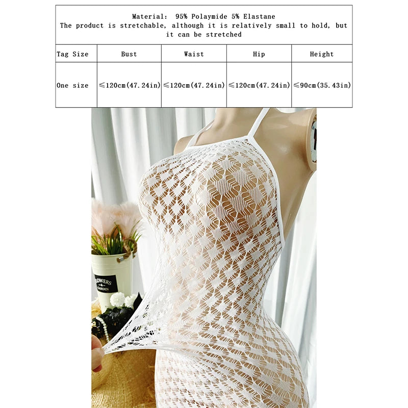 Sexy Hot Women Fishnet Hollow Out Cover Up Dress See Through Bodycon Beach Swimwear Summer Beachwear Mini Dress Swimming Bathing Apparel Supplies