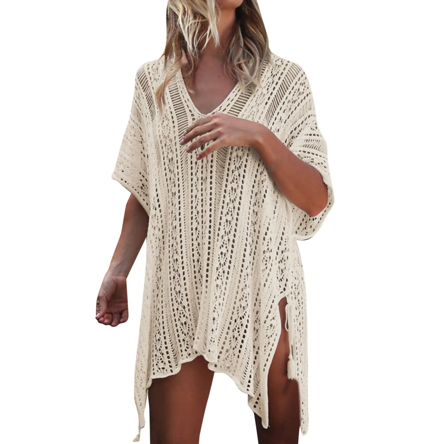 Women'S Swimwear Crochet Lace Cover Up Knit Dress Summer Swimsuit Hollow Loose Cover Up Female Bathing Suit Beach Wear купальник