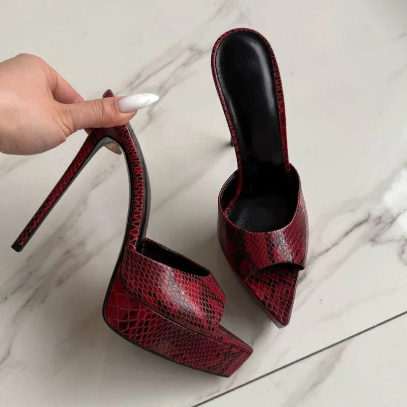 Just Arrived 7 Colors Handmade Summer Women High Heeled 12cm Shoes Crocodile Pattern for Woman's Pointed Toe Peep Toe Stiletto Platform Pumps Sexy Ladies Wedding Guest Dance Shoes