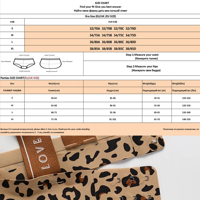 Seamless Sexy Leopard Bras Set for Women Push Up Bras Hollow Out High Elastic Waist Briefs Female Breathable Soft Underwear S-XL